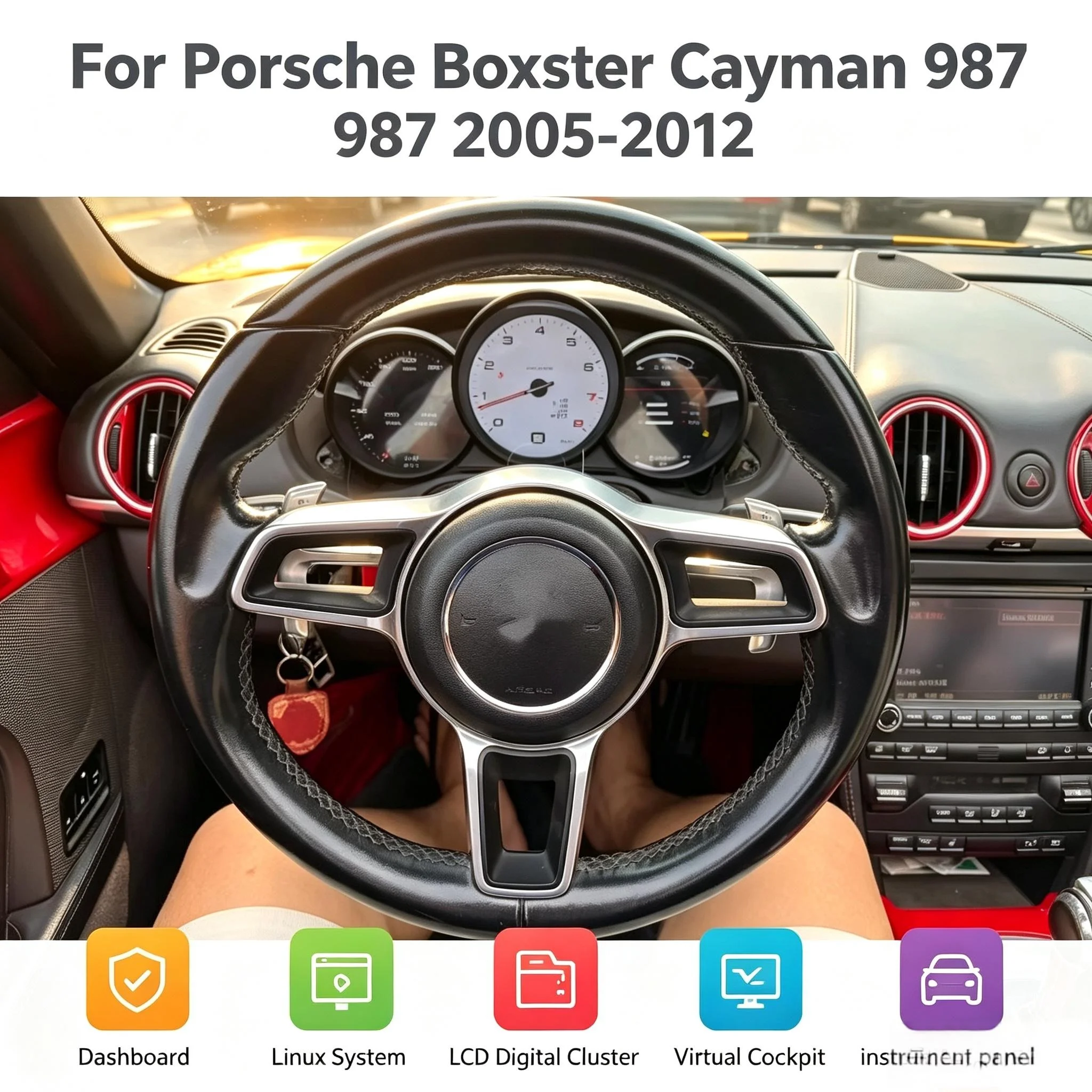 New Upgrade LCD Car Digital Cluster For Porsche Cayman 987 2005 -2012 Cockpit Speedmeter Dashboard Instrument Meter HD Screen