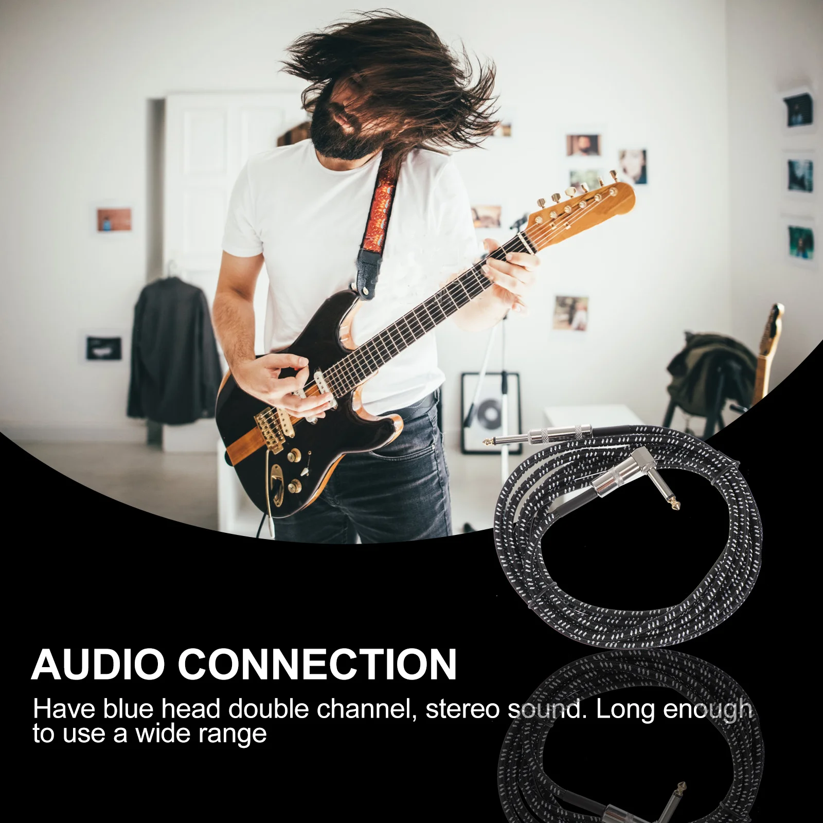 

1Pcs Durable Guitar Audio Cable Professional Instrument Cable Electric Guitar Connecting Cord Adapter Musical Instrument Line