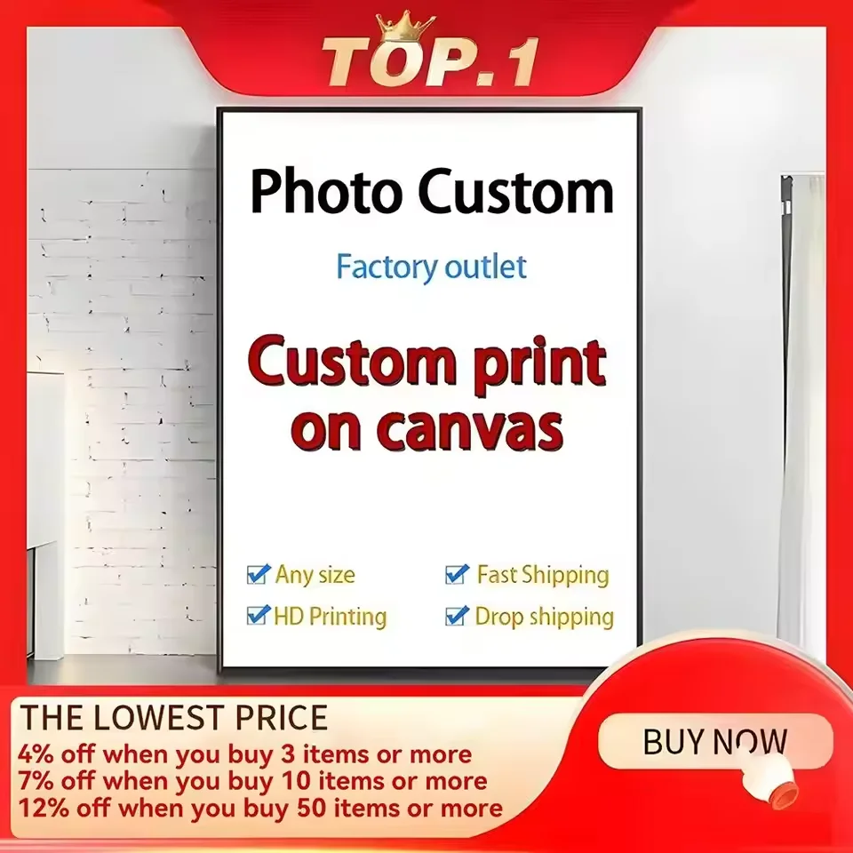 Benutzerdefinierter Druck auf Leinwand, Gemälde, Wandkunst, Poster, Bilder für Wohnzimmer, Heimdekoration, wasserfeste Malerei, individuelle Geschenke