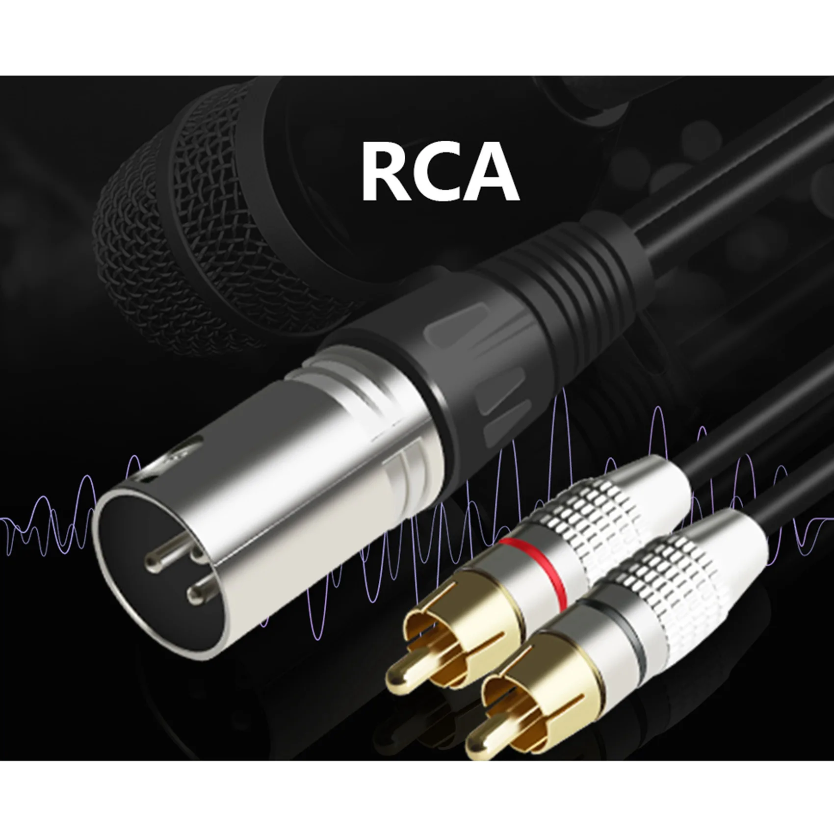 1 XLR штекер на 2 штекера RCA, стерео аудиокабель, разъем Y-разветвитель для микрофона, микшерного консоли, усилителя (11 м)