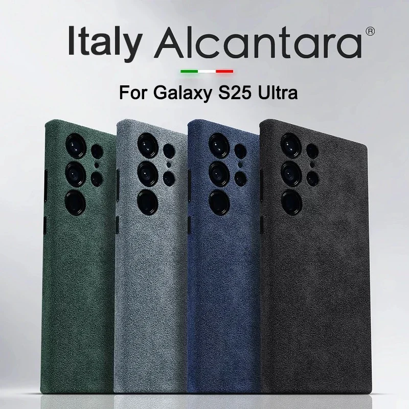 

100% Italy Alcantara Leather Case for Samsung Galaxy S24 S25 Ultra Plus + Magnetic Cover Premium Luxury Cases for S25Ultra S25+