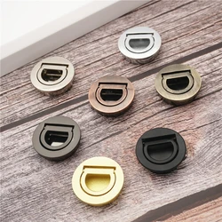 1PC Door Handles Stainless Steel Recessed Invisible Handle Cabinet Pulls Fire Proof Door Disk Room Round Ring Hidden Handle Pull
