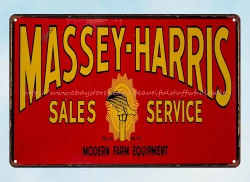 modern home decor Massey Harris Sales Service Farm equipment metal tin sign