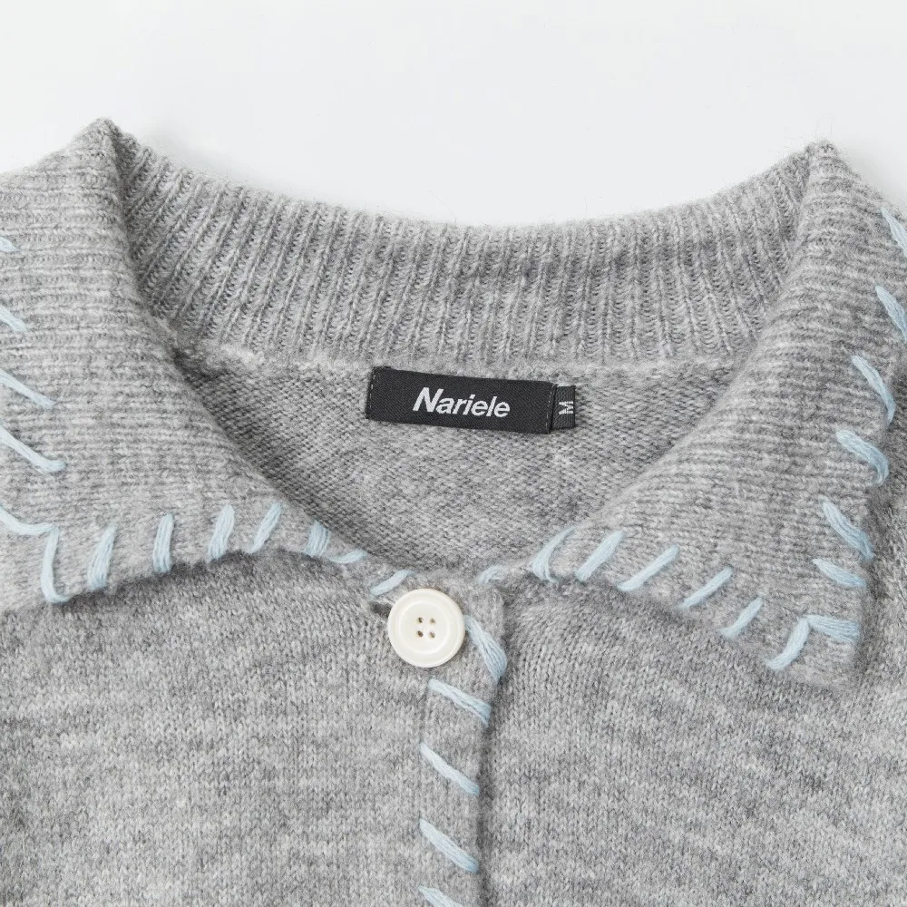 

Bright Line Collar Retro Button Thick Cardican Sweaters Coats Trending Knitted Women Girls' Winter Clothes Loose Knitwear