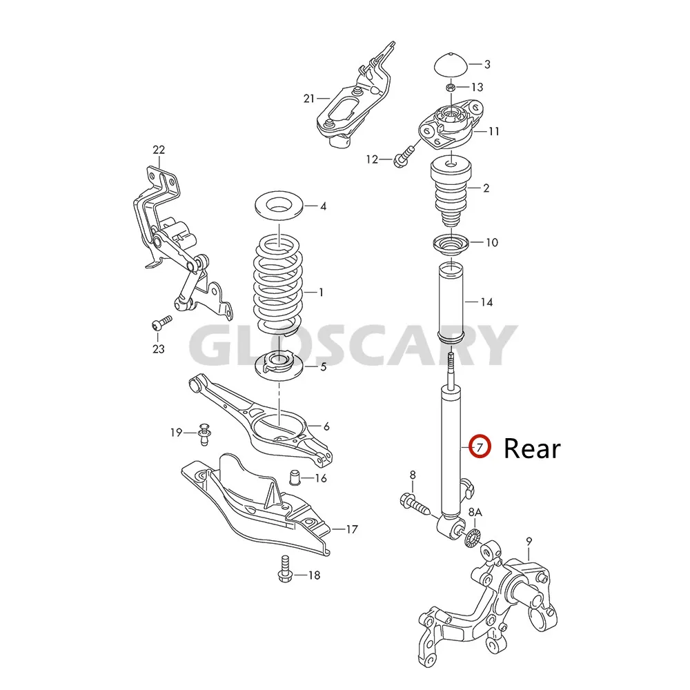 2x Front Rear Shock Absorbers For VW Golf Passat 362 365 CC Tiguan Touran EOS Suspension Spring 7N0413031H 5N0513045B 1K0512009H