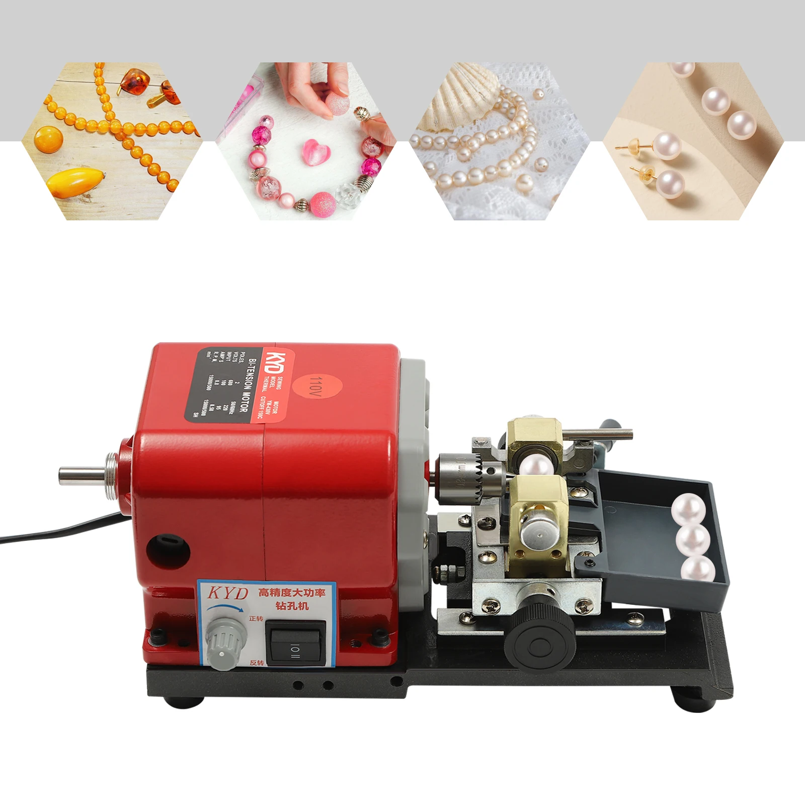 

Pearl Drilling Machine 680W Coral Driller Amber Holding Machine 15000rpm Bead Polishing Machine Full Set