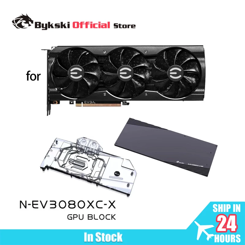 Водяной блок Bykski N-EV3080XC-X для EVGA GeForce RTX 3080 XC3, черный игровой графический процессор/видеокарты/медный радиатор охлаждения RGB SYNC