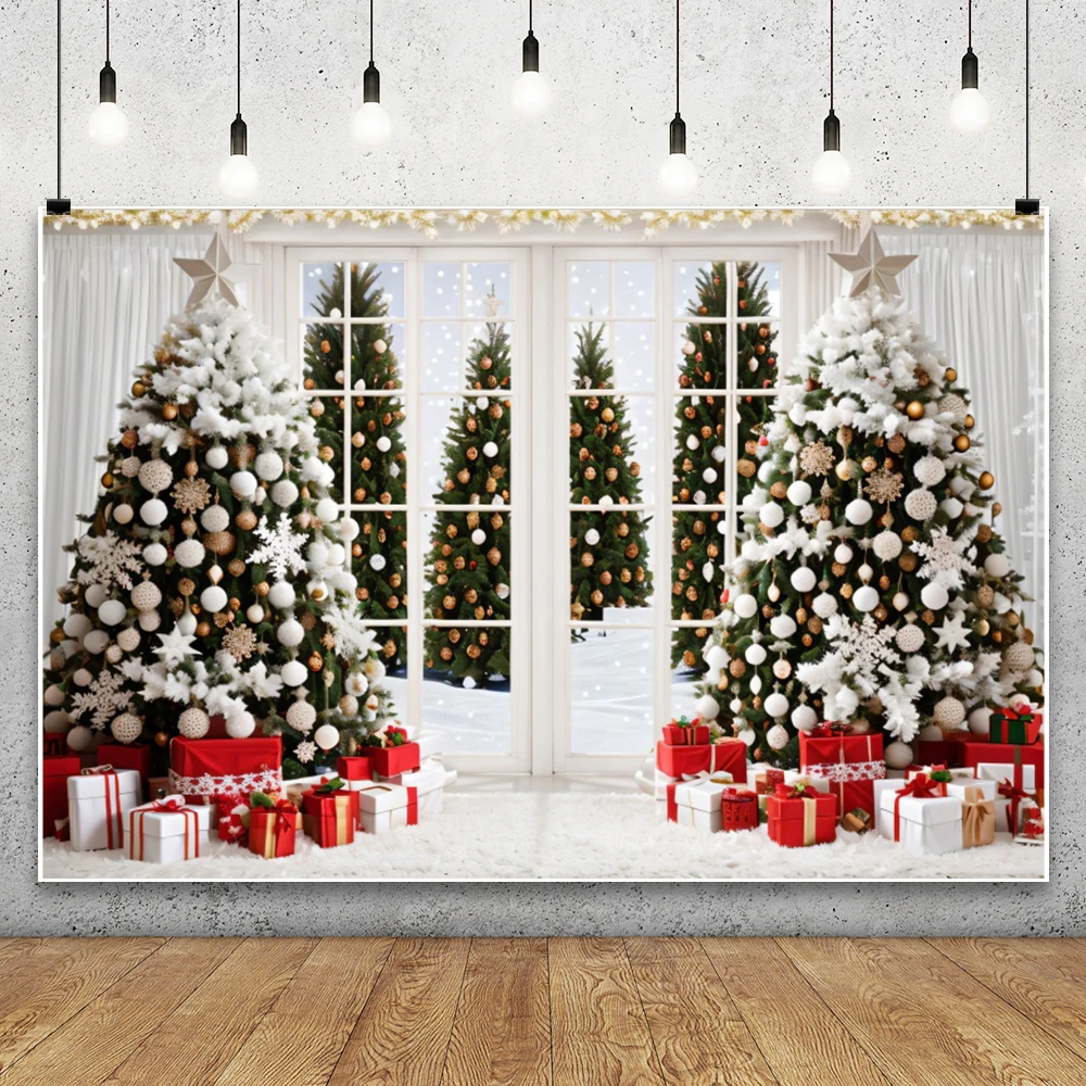 メリークリスマス屋内シーン写真撮影背景暖かい暖炉と靴下クリスマスツリー装飾家族の肖像画撮影背景