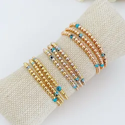 KKBEAD Bracelets 18 K Gold Plated Waterproof Evil Eye Bracelet Beaded Stretch Jewelry for Women Accessories Pulseras Mujer