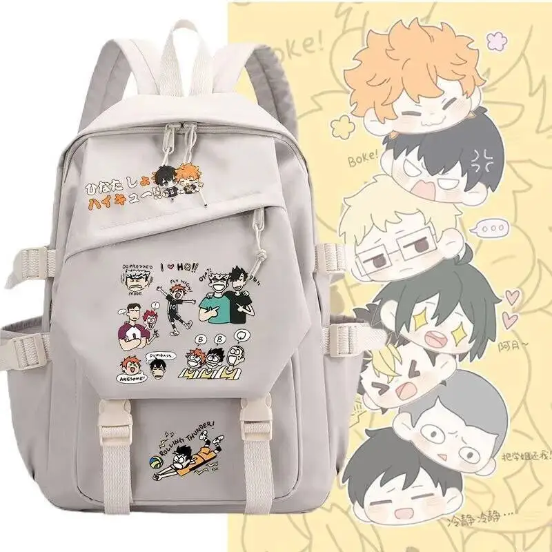 Juego de Anime negro azul rosa Haikyuu estudiantes adolescentes Mochilas escolares Mochilas de gran capacidad mochilas para regalo