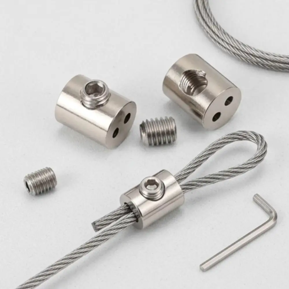 10pcs Stainless Steel Steel Wire Rope Clamp Adjustable Screws Rust-Proof Cable Hanging Clip Polished Surface Compact Lightweight