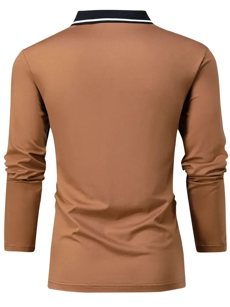 Das Neue Herren-Langarm-POLO-Shirt für Frühling und Herbst 2025 mit Street-Fashion-Design und Komfort durch 3D-Buchstabendruck – Detail 9