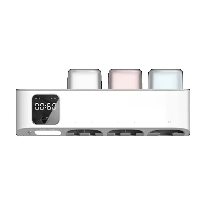 bathroom wall-mounted 4000mah three-cup sterilization toothbrush holder with clock and night light