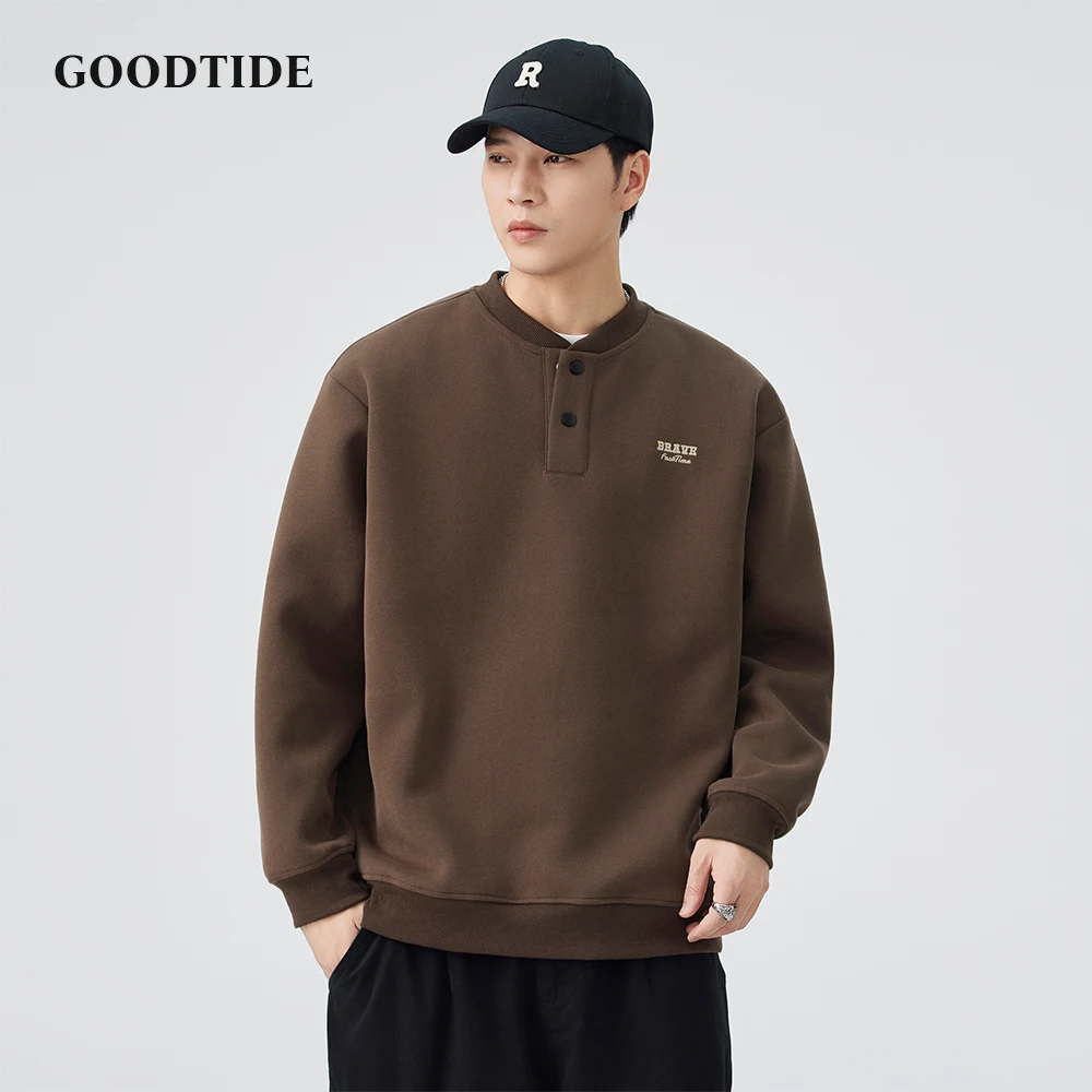 

2025 New Men's Casual Henley Neck Sweatshirt Print Comfortable Soft Long Sleeve Pullover Top Fashion Autumn Winter Daily Wear