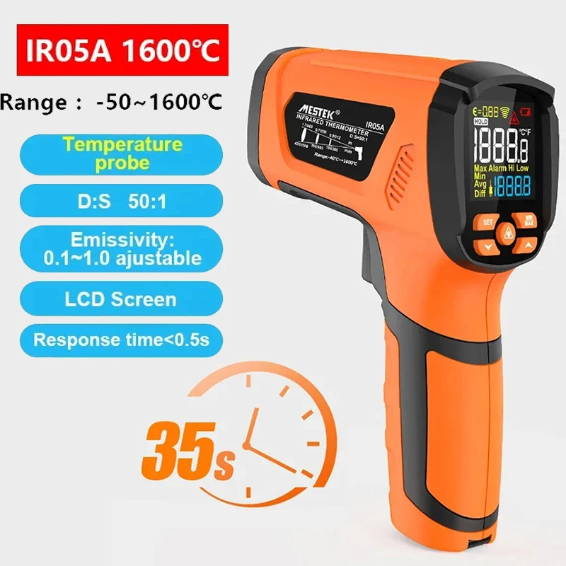 -50°C~1600°C Digital Industrial Electronic Thermometer NonContact Infrared Thermometer Laser Temperature Meter Gun Laser Point