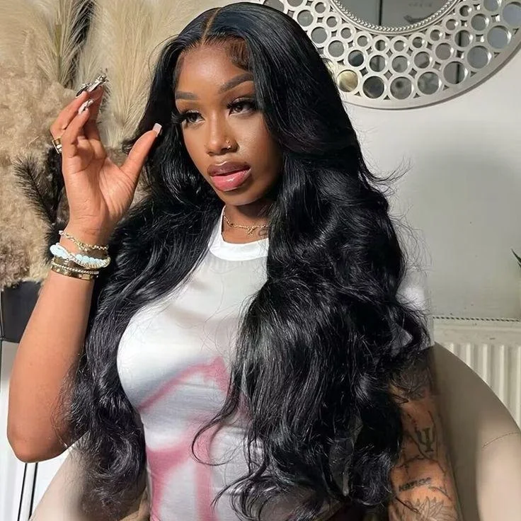 Wigs Human Hair Pre Plucked Pre Cut 24 Inch | HD Lace Body Wave Lace Front Wigs for Black Women Human Hair Glueless with Natural Hairline 180% Density