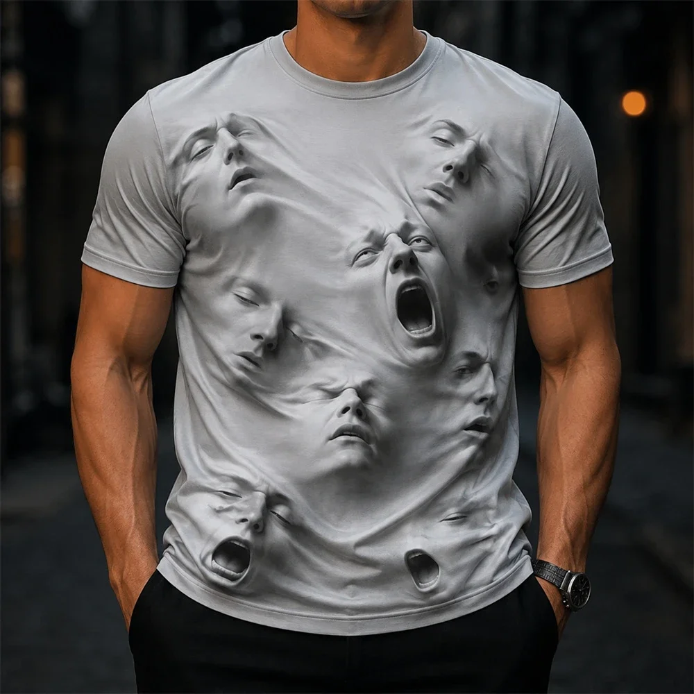 Ghost Hand Visual Pattern 3D Printed Men T-shirt Casual Comfortable Breathable and Quick-dry Suitable for Outdoor Activities Top