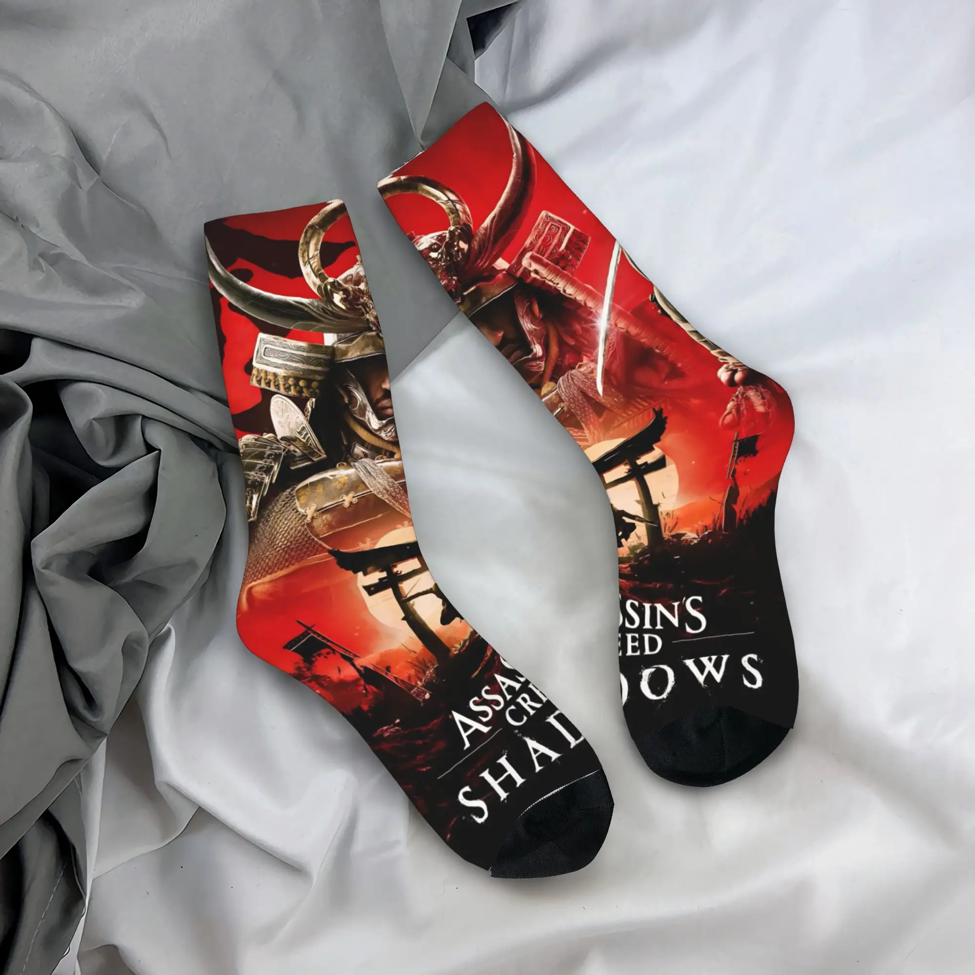 Men Socks Assassins Creed Shadows   Stockings Autumn Funny Comfortable Socks Graphic Outdoor Sports Anti Bacterial Socks