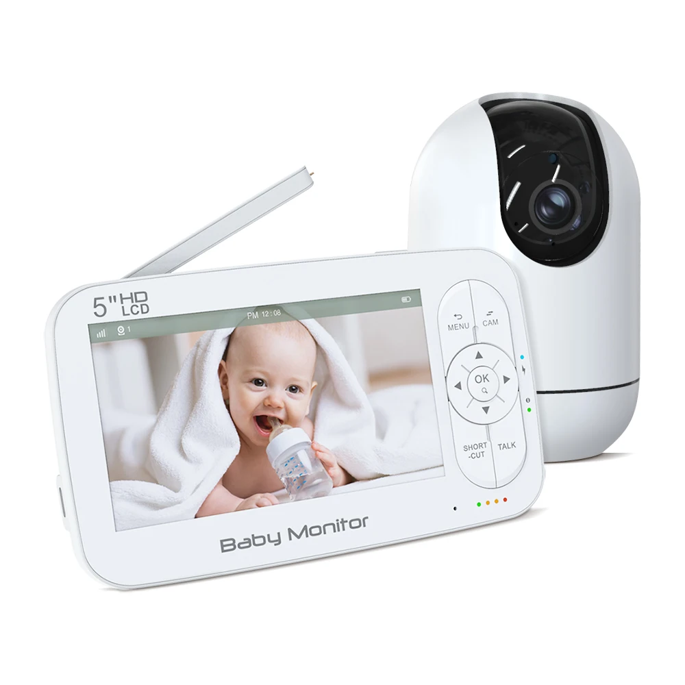 5Inch IPS Screen Tuya APP WIFI Cry Detection  PTZ Intercom Baby Monitor Temperature Monitoring Lullaby Nanny Cam VOX  Babysitter