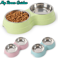 Double Pet Pet Food Bowl Stainless Steel Drinkware Pet Drink Food Cat Food Puppy Feeding Supplies Small Size Dog Accessories