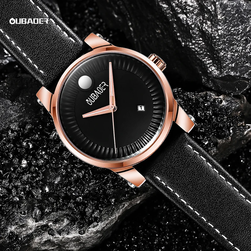 

Oubaoer Men Casual Sport Military Quartz Calendar Wrist Watch for Man Business Leather Waterproof Male Clock Relogio Masculino