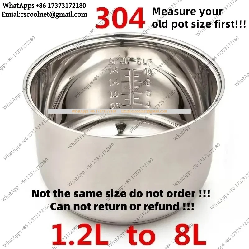 k06 304 Stainless Steel Rice Cooker Inner Pot Non Stick Cooking Pan Replacement Liner Kitchen Accessories Food Container