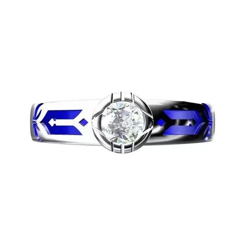 Anime Fate Stay Night Saber Impression Ring per uomo donna argento Color smalto Zirconia anelli intarsiati fan Cosplay Party Jewelry