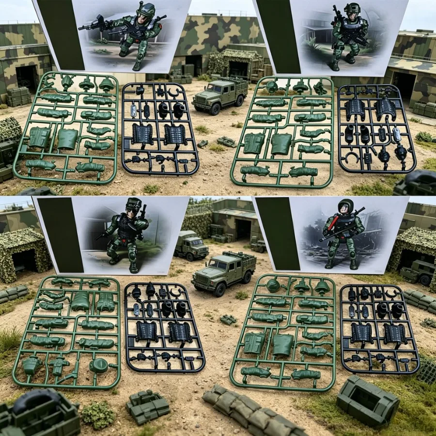 16/4pcs DIY Special Forces Building Model Kit, Military Squad Combat Design, Desktop Display, Collectible Gift