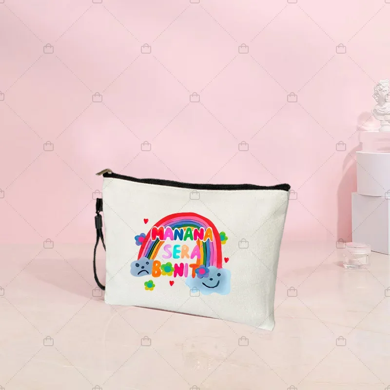 2023 New Manana Sera Bonito Karol G Canvas Travel Cosmetic Bag Cute Mañana Será Bonito Makeup Pouchs Birthday/fans Gifts for Her