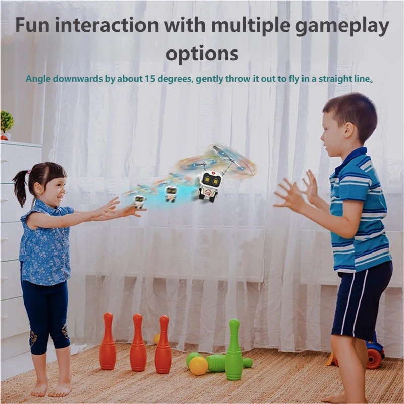 Lewitujący, świecący, latający robot astronauta - zabawka, zdalnie sterowany dron, interaktywny z oświetleniem, zabawki z helikopterem USB.