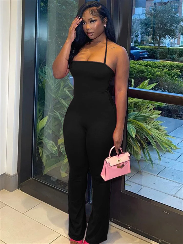 แปลก Puss Halter Backless Jumpsuits ผู้หญิงเซ็กซี่ Cleavage Skinny แขนกุด Hottie Midnight เซ็กซี่ Hipster Party คลาสสิก Overalls