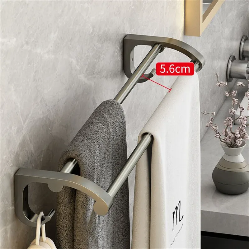 Imagem -06 - Novos Acessórios do Banheiro Conjunto de Alumínio Toalheiro Toalete Escova Titular Caixa Tecido Prateleira Canto Robe Gancho Arma Cinza Banho Ferragem