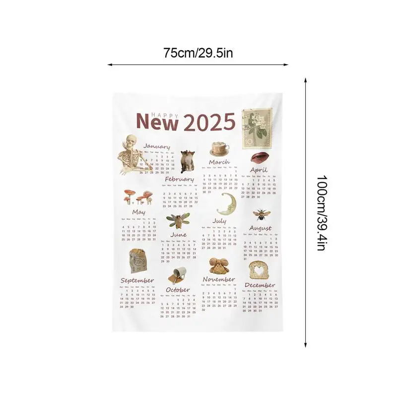 2025 Wall Calendar Tapestry Decorative Hanging Colth Room Wall Decoration New Year Tapestry Wall Monthly Towel Calendar