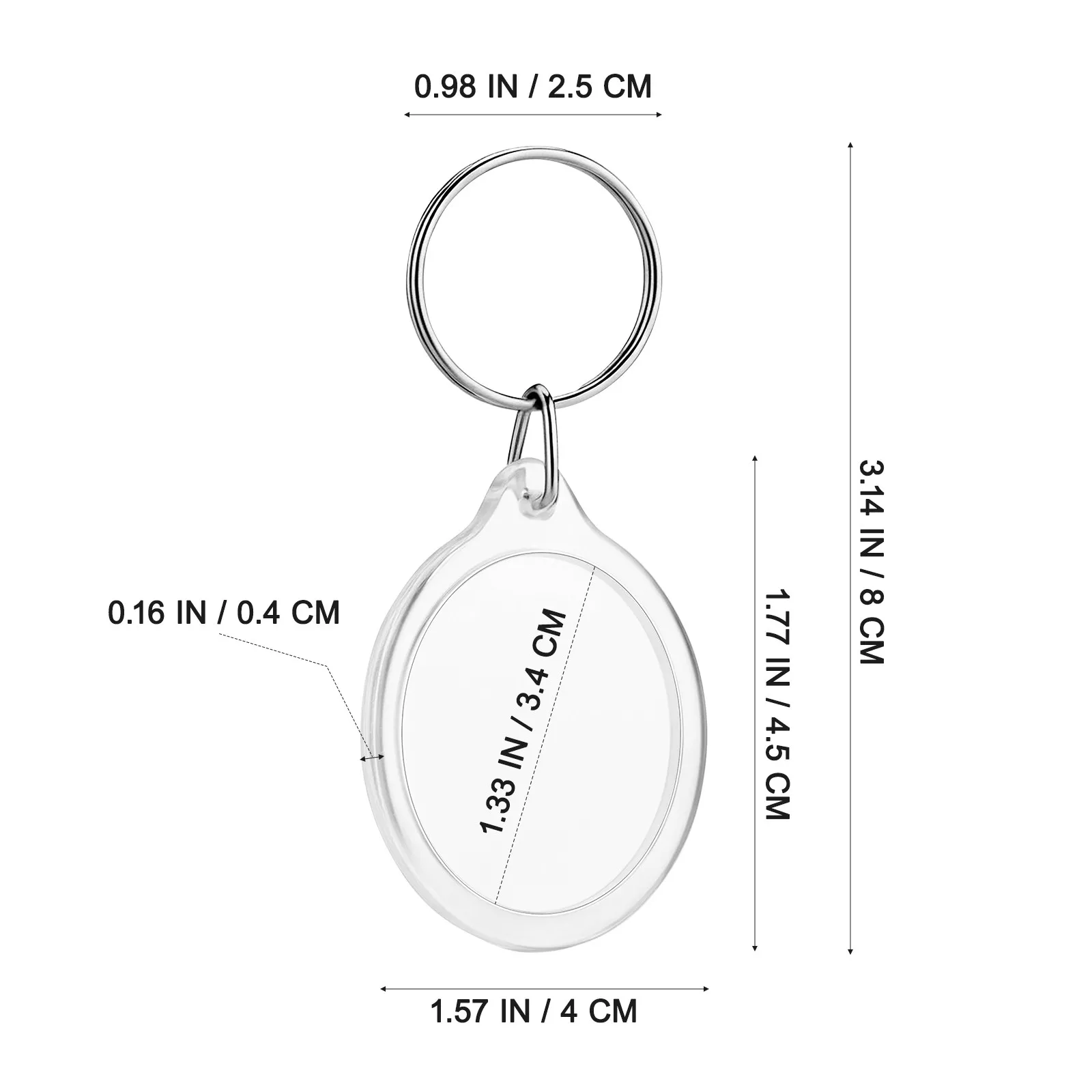 100Pcs Clear Acrylic Circular Keychain Blank Photo Frame Insert DIY Keyring Personalized Gift for Friends Family Crafters