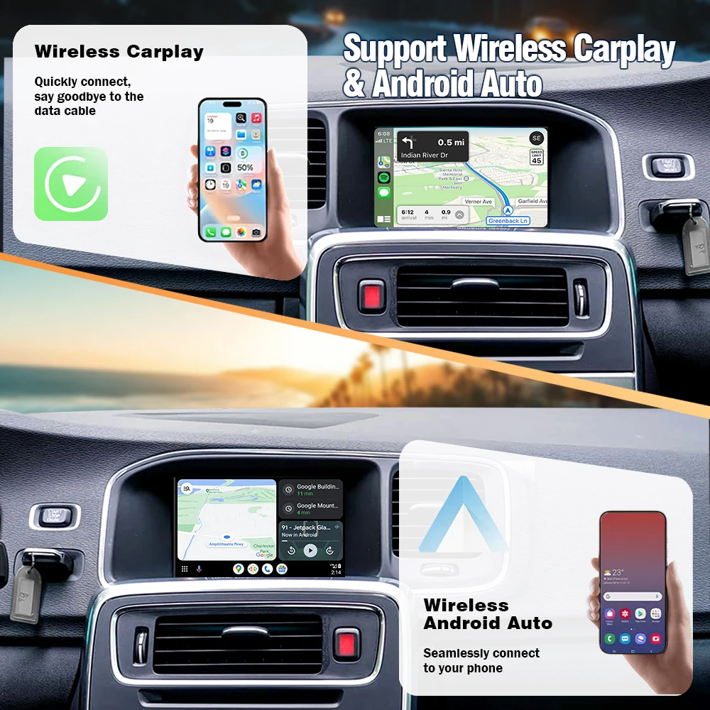AUTOTOP Kabelloser CarPlay Decoder Box für Volvo S60 S80 XC60 V60 V40 2010-2018 Android Auto Modul Spiegelverbindung GPS Navi BT – Detail 8