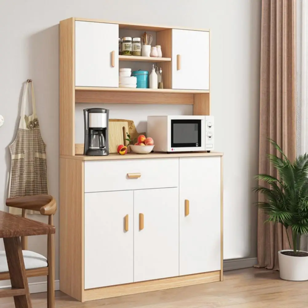 

High Kitchen Pantry Cabinet, Kitchen Hutch With Microwave Stand, Freestanding Hutch Cabinet With Buffet Cupboard Storage Cabinet