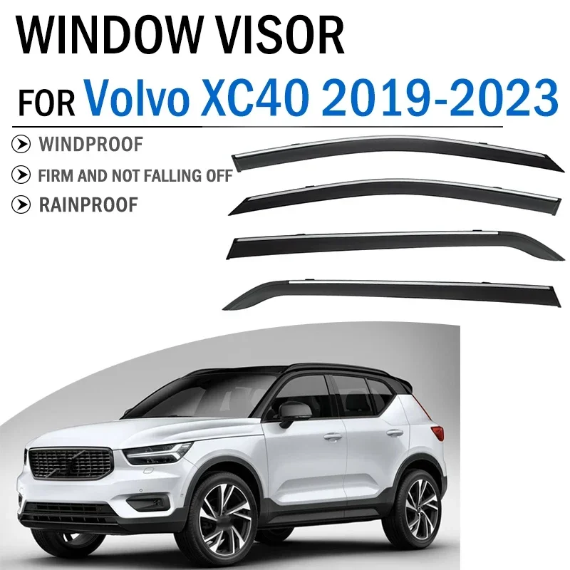 

FOR Volvo XC40 2019-2023 Window Visor Deflector Visors Shade Sun Rain Guard Smoke Cover Shield Awning Trim Car Accessories