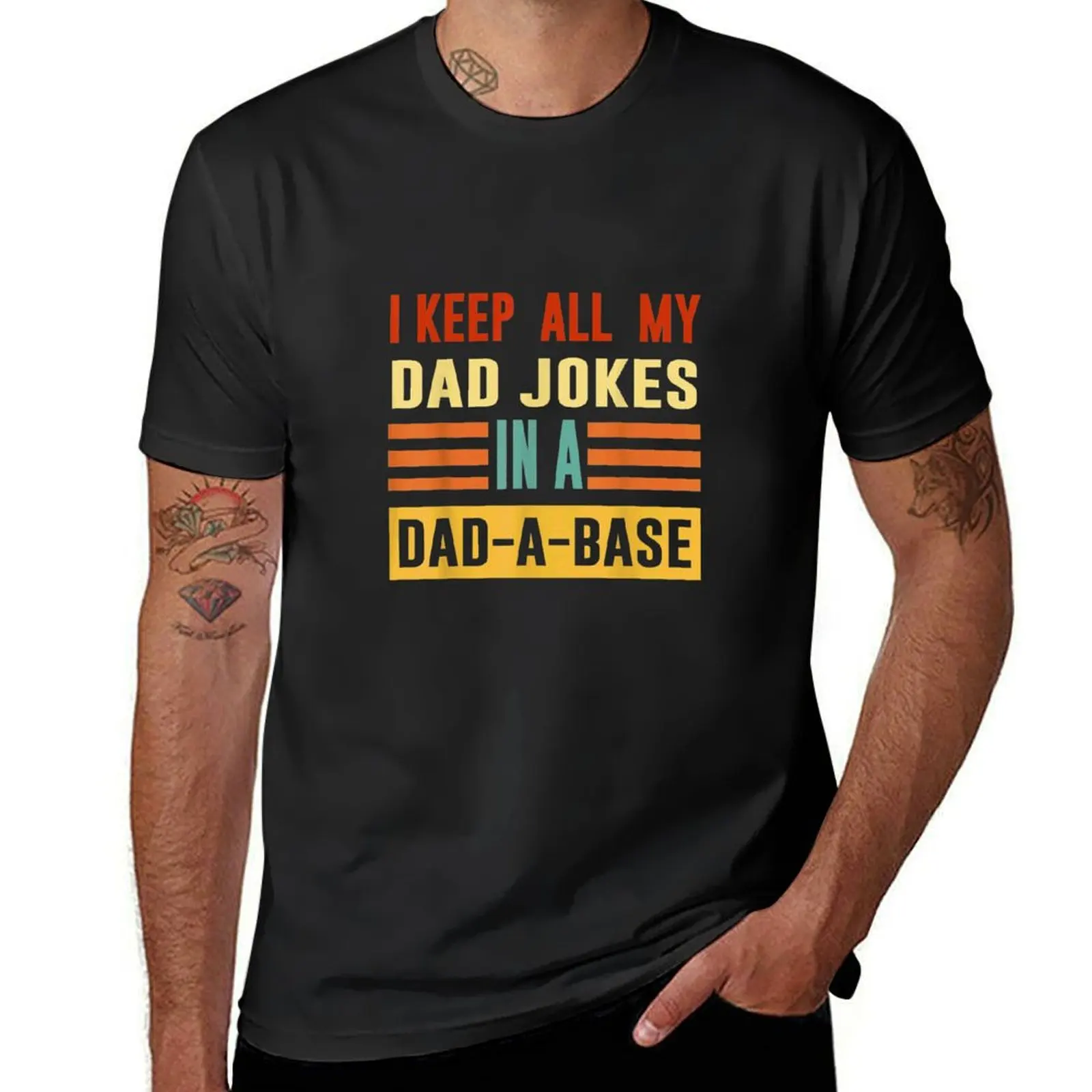 I Keep All My Dad Jokes In A Dad A Base Dad Jokes Vintage T-Shirt plus size tops oversizeds Men's t-shirts