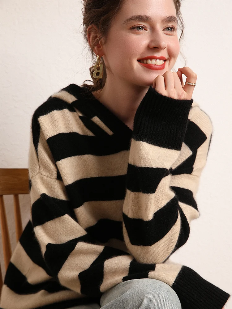 Aliselect 100% Cashmere Women Sweater Spring Autumn Winter Pullover Hoodies Soft Warm Casual Clothing High Quality Knitwear Tops