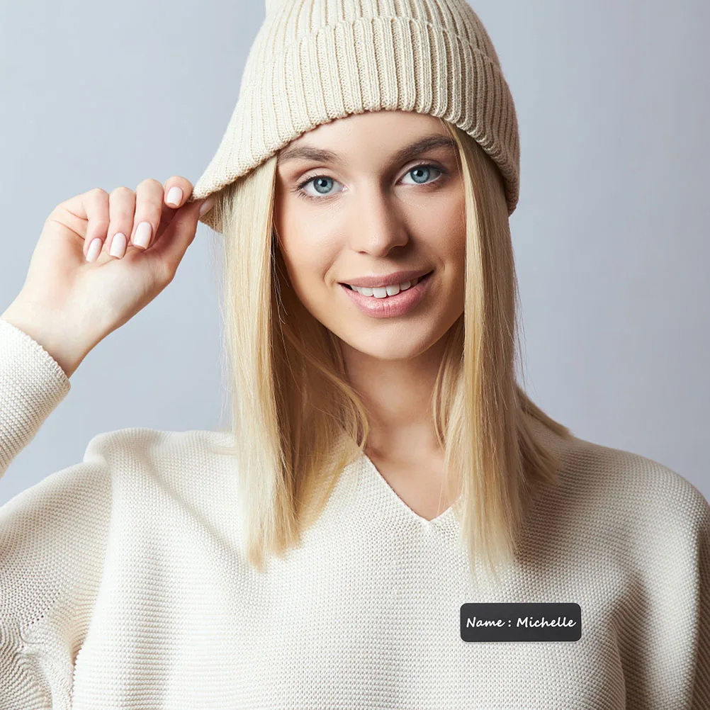 

2Pcs Name Badge PVC Blank Hard Name Tags for Office School DIY Plastic Pins Office Supply Student Supply