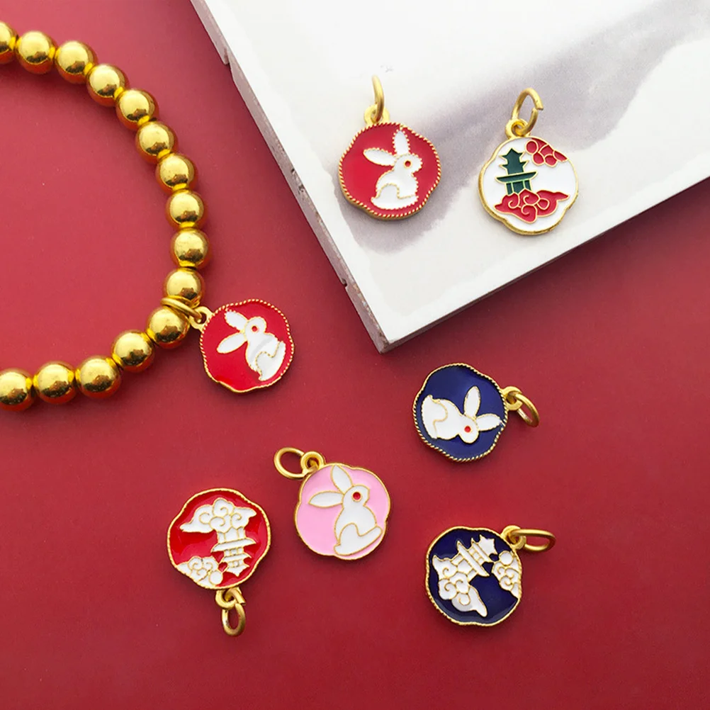 

12pcs Rabbit Pendants Keyring Diy Jewelry Making Accessories Cute Alloy Bunny Charms For Craft Projects Bag Pendant Gift