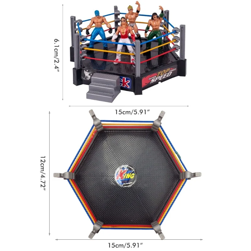 Wrestling Arena Set Doll Scene Model Gladiator Ornament Children's Toy (Doll Random)