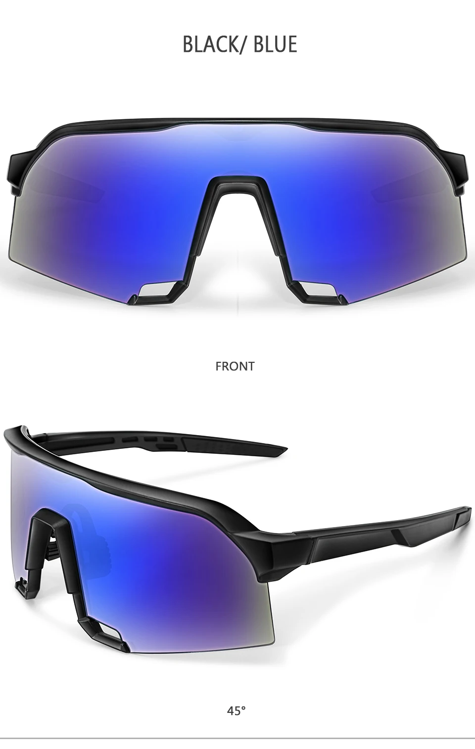 Brand 100 Fahrrad-Sonnenbrille für Männer und Frauen, UV400-Schutz, 5 Farben, großer Rahmen, Sportbrille zum Laufen und Angeln – Detail 8