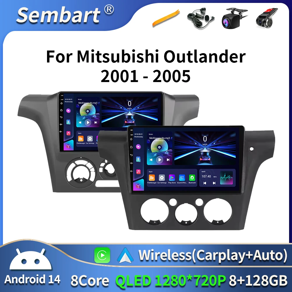Android 16 Radio de coche Carplay para Mitsubishi Outlander Airtrek 1 2001 - 2008 Multimedia 4G Wifi GPS DVD 2 Din Autoradio estéreo
