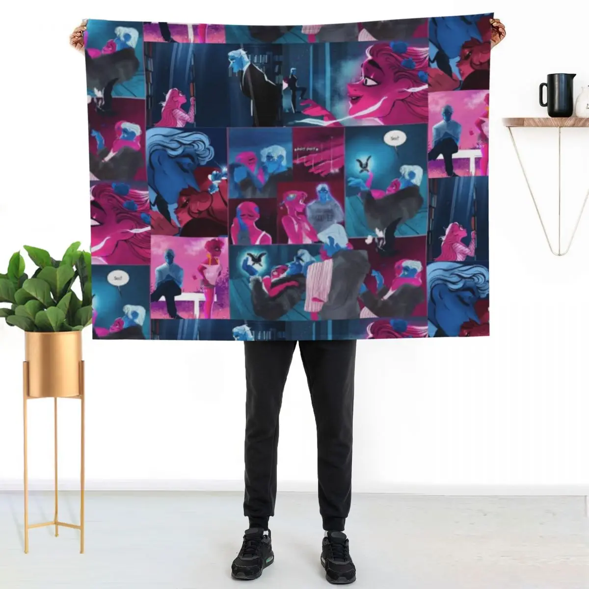 

Lore Olympus Persephone and Hades Collage Webtoon Art Throw Blanket Stylish Warm Blanket for Living Room Bedroom