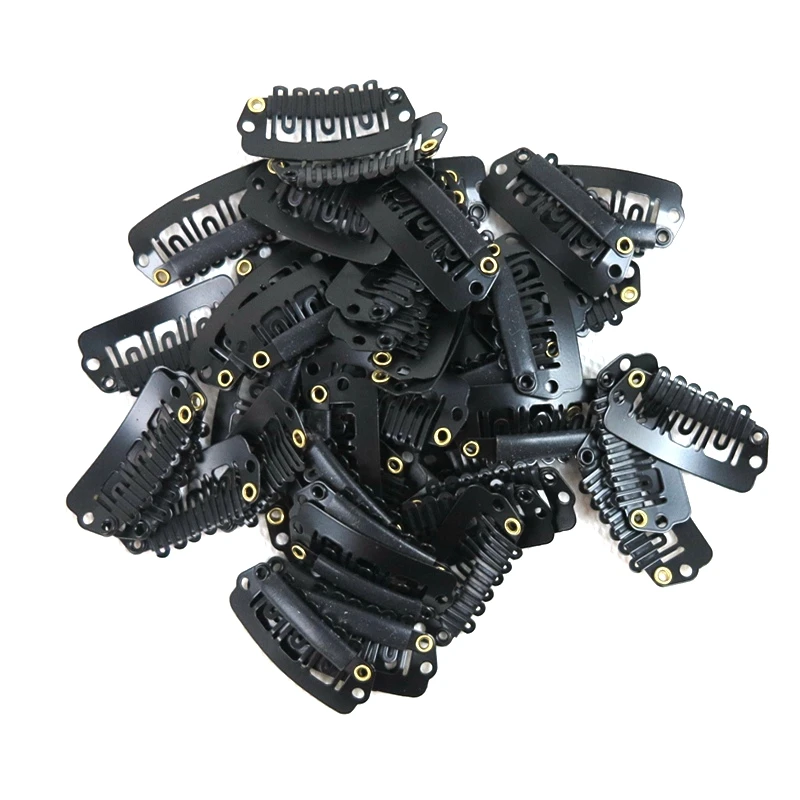 Harmony Plus Hair 100pcs Wig Clips 28mm 6 Teeth Snap Clips For Hair Extensions Tools 6 Colors Available