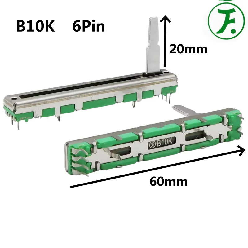 1pcs，Slider Potentiometer，10KB×2，6Pins，DCV1024，Replacement volume fader for Pioneer DJ mixer;，DDJ-400 DDJ-SB DDJ-SB2