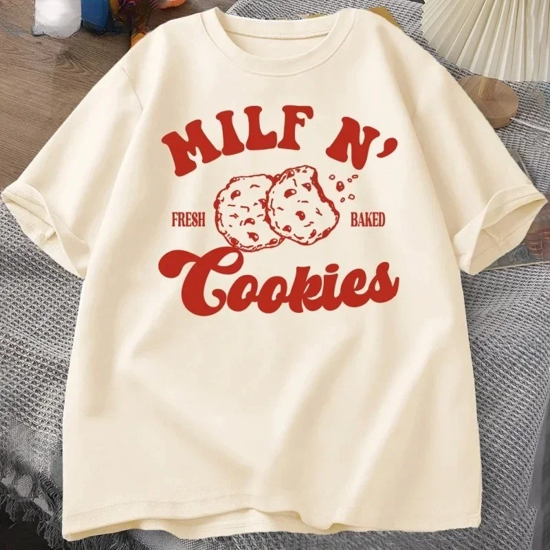 

Women Summer Funny Cookies Graphic Print Casual Short Sleeve Tshirt Tops for Fashion Streetwear Women Clothing