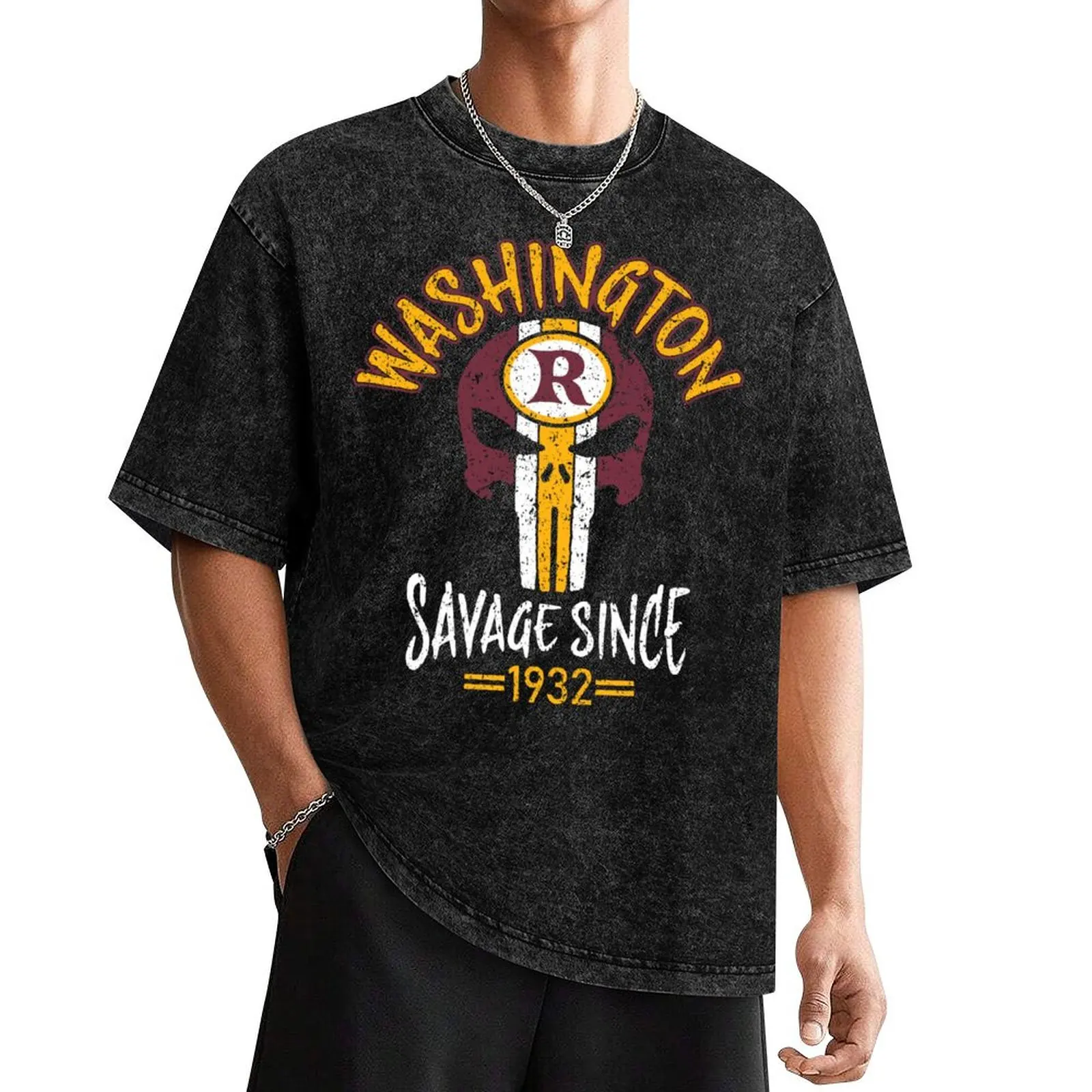 Washington Pro Football Savage Skull 1932 Apparel T-Shirt customs plain cute tops men graphic t shirts