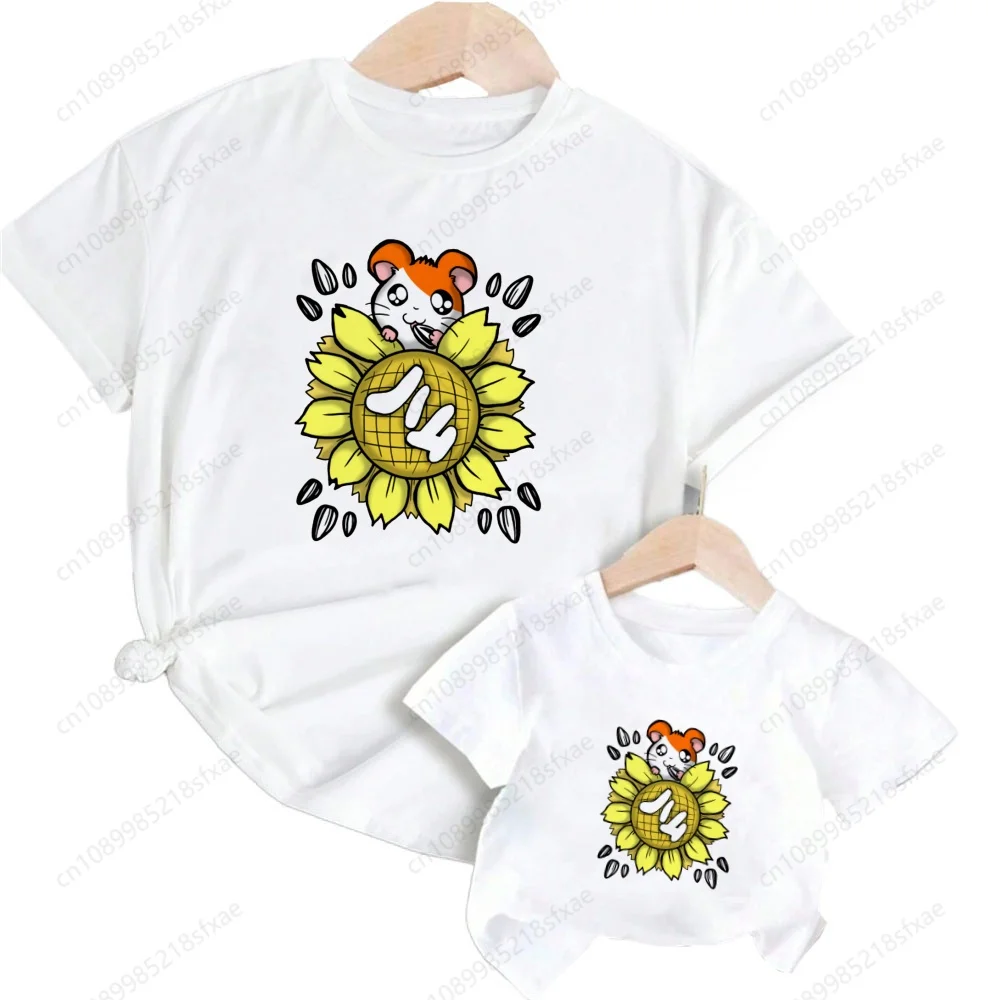 Funny Printing Hamtaro Tshirt Boys T Shirts Children Short Sleeve T-Shirt Printed Child Tees Kids White Clothes